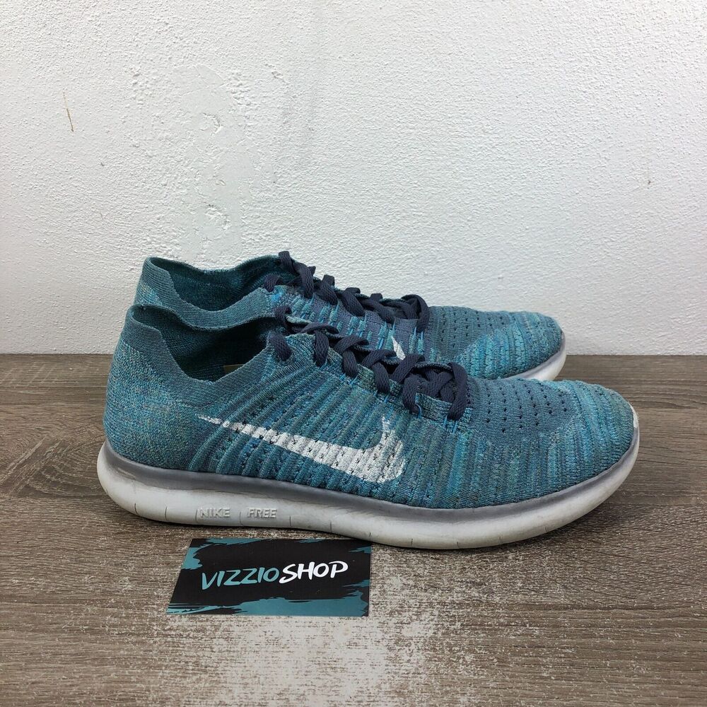 Nike Free RN Flyknit Shoes Ocean Fog White Blue Running Women's 10 831070-404